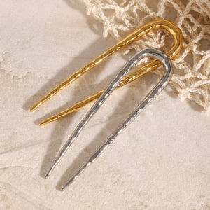 1 pair simple series daily letter stainless steel  gold plated women hair clips h5